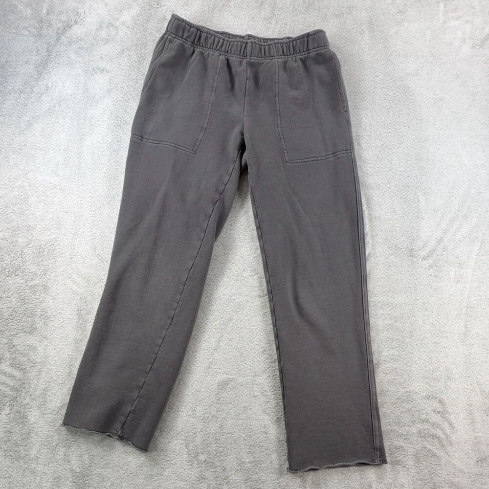 Aerie Sweatpants Women S Charcoal Grey High Rise Flared Cotton Raw Hem